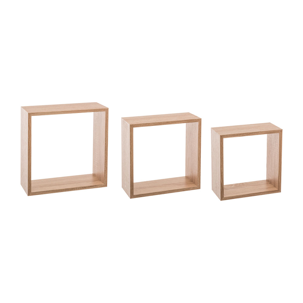 Set 3 estantes tipo cubo color natural 3 medidas